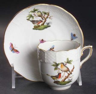 Herend Rothschild Bird (Ro) Flat Demitasse Cup & Saucer Set, Fine China Dinnerwa
