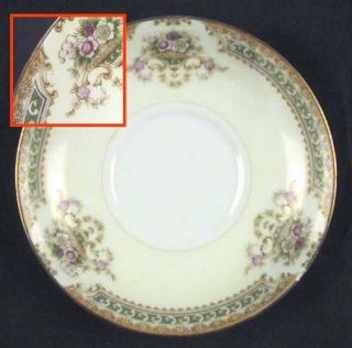 Adline Adl4 Saucer, Fine China Dinnerware   Yellow & Green Edge & Urns, Floral