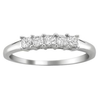 1/2 CT.T.W. 5 Stone Band Ring in 14K White Gold   Size 8