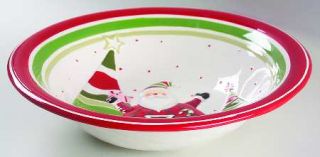 American Atelier Happy Holidays 13 Round Serving Bowl, Fine China Dinnerware  