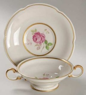 Castleton (USA) Dolly Madison Footed Cream Soup Bowl & Saucer Set, Fine China Di
