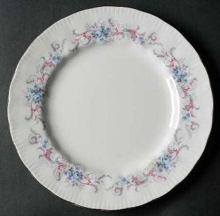 Paragon Romance Salad Plate, Fine China Dinnerware   Blue Flowers, Pink/Blue/Gra