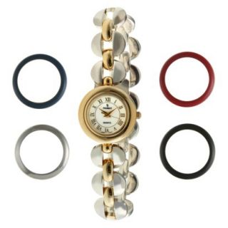 Womens Peugeot Interchangeable 5 Bezel Watch Set   Silver/Gold