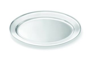 Tablecraft Oval Serving Platter, Rolled Edge, 25.75 x 18 in, Stainless Steel