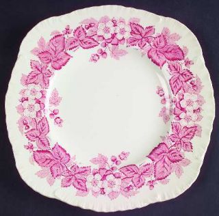 Wedgwood Bramble Pink (Shell Edge) Square Luncheon Plate, Fine China Dinnerware