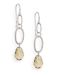 Citrine & Sterling Silver Cable Drop Earrings   Citrine Silver