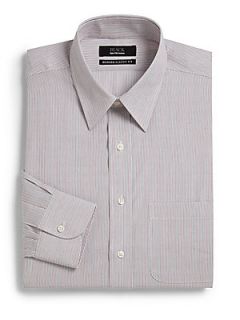 Classic Fit Pinstripe Button Front Shirt   Grey