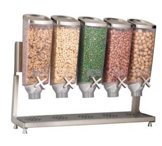 Rosseto Serving Solutions Dry Product Dispenser with Stand   (5)1 gal Capacity, Clear/Stainless