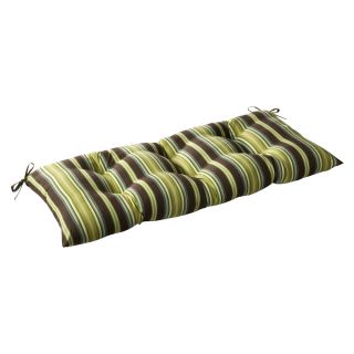 Pillow Perfect Outdoor Brown/ Green Stripe Tufted Loveseat Cushion (Brown/greenPattern StripeMaterials 100 percent polyesterFill 100 percent virgin polyester fiberClosure Sewn seam Weather resistantUV protectedCare instructions Spot clean Dimensions