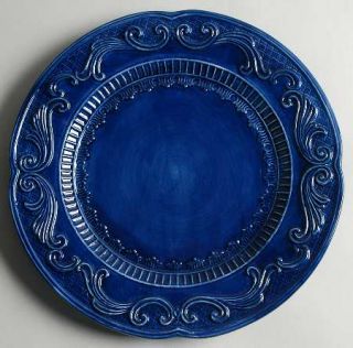 Fitz & Floyd Ricamo Blue Dinner Plate, Fine China Dinnerware   All Blue,Embossed