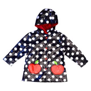 Raindrops Infant Toddler Girls Apple Raincoat   Black 3T