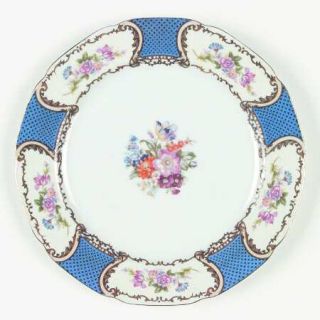 Gold Castle Gca2 Dinner Plate, Fine China Dinnerware   Blue, Floral In Gold Scro