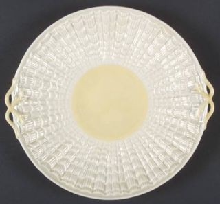 Belleek Pottery (Ireland) Tridacna Yellow Handled Cake Plate, Fine China Dinnerw