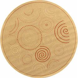 Indoor/ Outdoor Resort Natural/ Terracotta Rug (53 Round) (IvoryPattern GeometricMeasures 0.25 inch thickTip We recommend the use of a non skid pad to keep the rug in place on smooth surfaces.All rug sizes are approximate. Due to the difference of monit