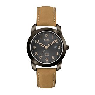 Timex Mens Leather Strap Brown Retro Watch, Brown