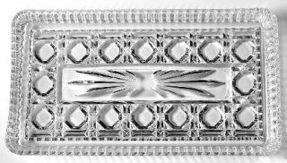 Federal Glass  Windsor Clear Rectangular Tray   Button & Cane Design, Pressed, C