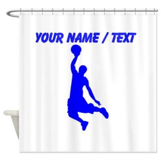  Custom Blue Basketball Dunk Silhouette Shower Curt  Use code FREECART at Checkout