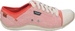 Womens Dr. Scholls Jamie   Red/White Striped Fabric Lace Up Shoes