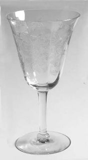 Fry Rose Water Goblet   Etched Rose Design  Deep Etch #18