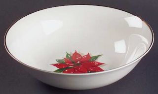 Home Holiday Poinsettia 9 Round Vegetable Bowl, Fine China Dinnerware   Poinset