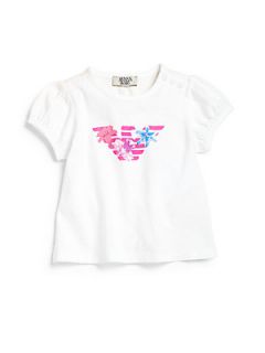 Armani Junior Infants Floral Logo Tee   White