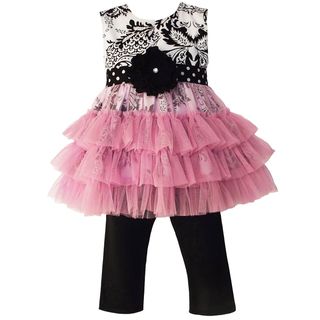 Annloren Girls Damask Dots and Tulle Outfit