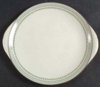 Royal Doulton Berkshire Handled Cake Plate, Fine China Dinnerware   Green Border