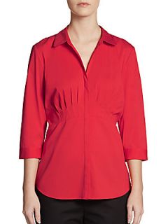 Pleated Button Front Shirt   Rosehip