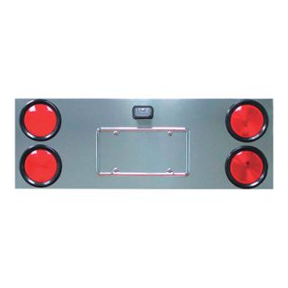 Trux Accessories Stainless Steel Center Panel Back Plate   4 x 4in. Light Holes
