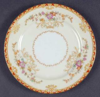 Noritake N31 Bread & Butter Plate, Fine China Dinnerware   Rust Border,Yellow  S