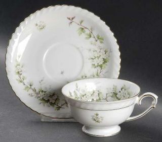 Franconia   Krautheim Hawthorn Footed Cup & Saucer Set, Fine China Dinnerware  