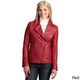 Collezione Womens Leather Asymmetrical Jacket
