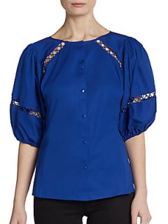 Connie Peasant Top   Cobalt