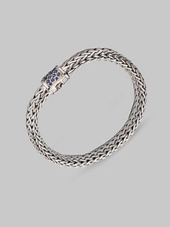 John Hardy Blue Sapphire & Sterling Silver Medium Chain Bracelet   Silver