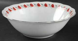 Favolina Trailing Rose Platinum 9 Round Vegetable Bowl, Fine China Dinnerware  