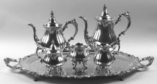 Wallace Baroque (Silverplate,Hollowware,Older) 6 Piece Plated Tea Set (Waste & T