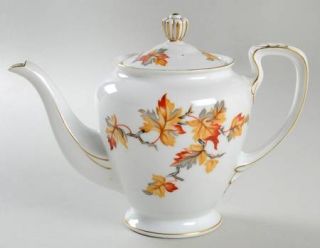 Craftsman (Japan) Golden Autumn Teapot & Lid, Fine China Dinnerware   Orange/Yel