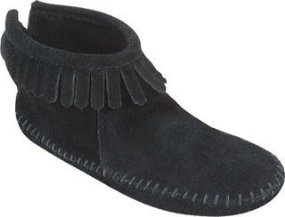 Womens Minnetonka Back Zipper Boot Softsole   Black Suede Boots