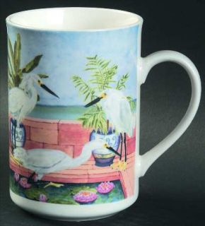 American Atelier Marsh Birds Mug, Fine China Dinnerware   Pink Birds, Water, Tre