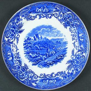 George Jones Pastoral Blue Dinner Plate, Fine China Dinnerware   Blue Scene,Shee