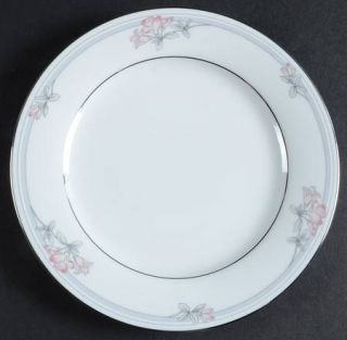 Noritake Tarkington Salad Plate, Fine China Dinnerware   Blue Band, Pink Flowers