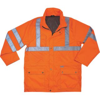 Ergodyne High Visibility Class 3 Rain Jacket   Orange, 3XL, Model# 8365