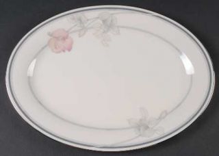 Noritake Moonlight Rose 12 Oval Serving Platter, Fine China Dinnerware   Gray B