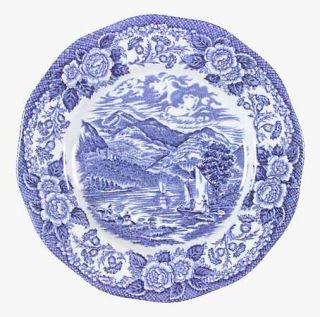Royal Warwick Lochs Of Scotland Blue Dessert/Pie Plate, Fine China Dinnerware  