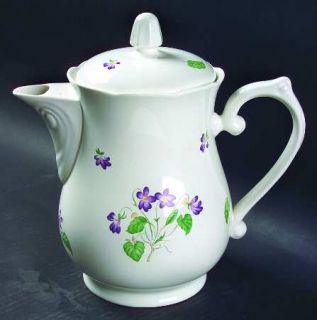 Lenox China Spring Violets Coffee Pot & Lid, Fine China Dinnerware   Lantana, Pu