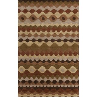 Hand tufted Browngeo Tea Leaves Geometric Shapes Wool Rug (8 X 11)
