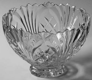 Crystal Clear Meridian Round Bowl   Vertical,Criss Cross,Scalloped Edge