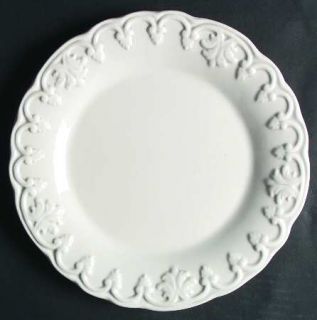The Cellar Clr23 Dinner Plate, Fine China Dinnerware   All White,Embossed Rim, S
