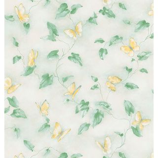 Brewster Green Butterfly Vine Wallpaper (GreenDimensions 20.5 inches wide x 33 feet longBoy/Girl/Neutral NeutralTheme TraditionalMaterials Solid Sheet VinylCare Instructions ScrubbableHanging Instructions PrepastedRepeat 21 inchesMatch Drop )