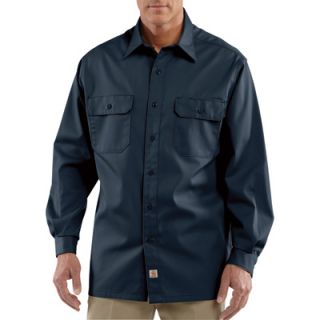 Carhartt Long Sleeve Twill Work Shirt   Navy, 3XL, Big Style, Model# S224